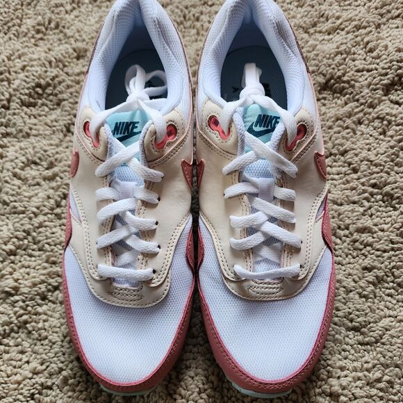 Nike Air Max 1 White Red Star Dust Guava Ice Brand New Sz 6.5Y - Picture 4 of 8
